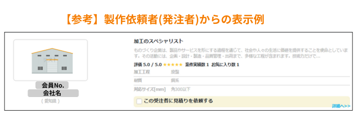 受注者PR情報表示例