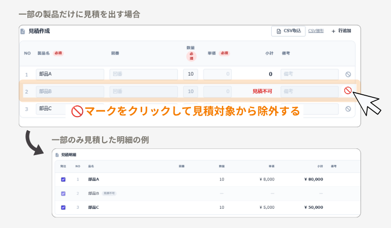 一部の製品のみ見積する