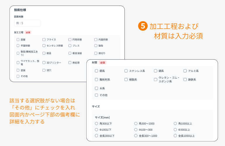 加工工程および材質