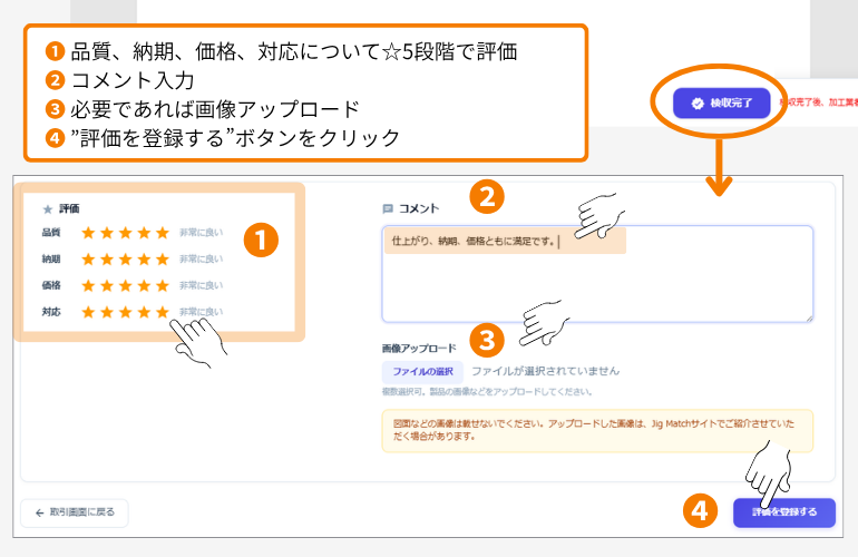 検収後にレビュー手順