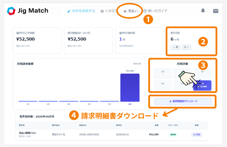 支払い管理画面