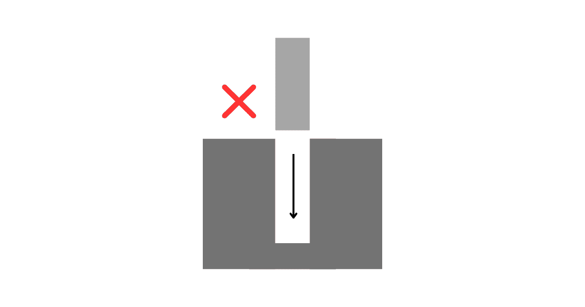 穴を通すときの組立性が悪い状態